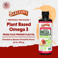 Barlean's emulsified flaxseed oil pour captures smooth texture with reduced aftertaste.