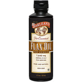 Barlean's Flaxseed Oil for Animals bottle pour demonstrates easy feeding for pets.