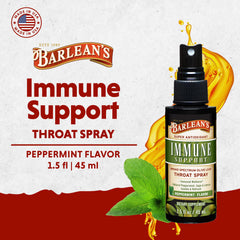 Barlean's Olive Leaf Complex Throat Spray pour into glass suggests quick refreshment