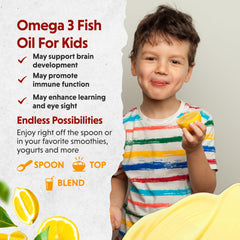 Yogurt topped with Barlean's Omega-3 Kids for a versatile nutrition boost.