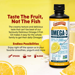 Barlean's Omega-3 Liquid drizzle over oatmeal, creamy texture enhances nutrition.