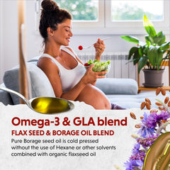 Barlean's Omega Twin label close-up featuring lignans for added phytonutrients.