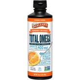 Barlean's Total Omega 3 6 9 Orange Creme bottle showing label and 2,400 mg omegas per serving