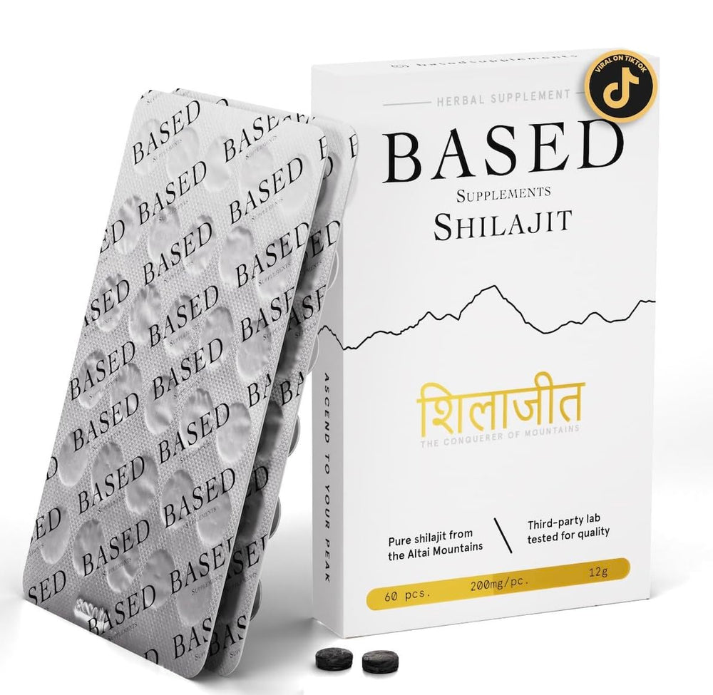 Based Shilajit tablets in blister-pack front for convenient daily energy support