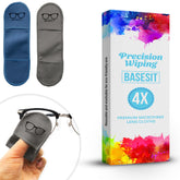Basesit eyeglass cleaning cloth blue-gray 4-pack hero for crystal-clear lenses.