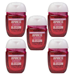 Bath & Body Works Japanese Cherry Blossom PocketBac bottles in a 5-pack for on-the-go cleansing