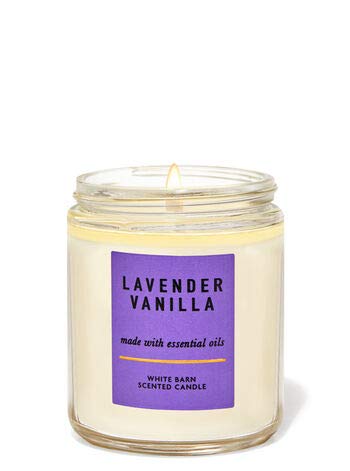 Bath & Body Works Lavender Vanilla 7oz single wick candle for calming ambiance