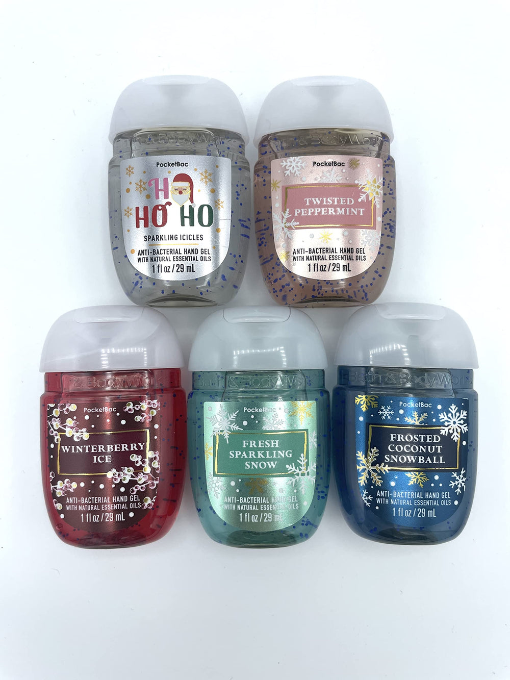 Bath & Body Works PocketBac rounded bottle 1oz for on-the-go sanitizing.