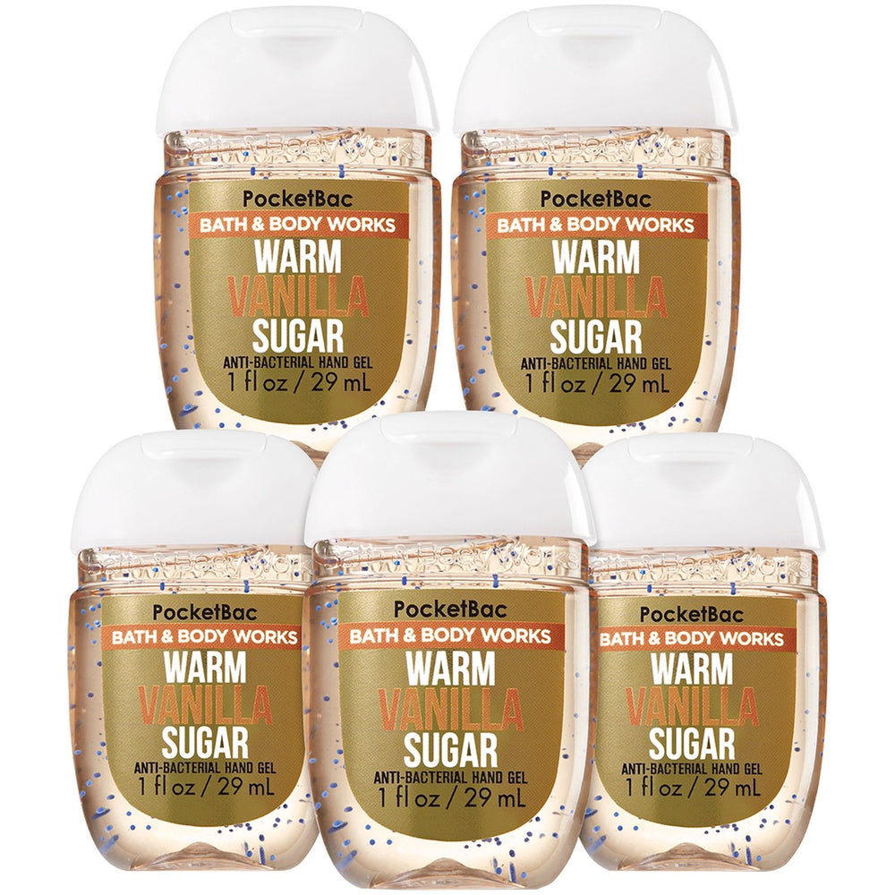 Bath and Body Works Pocketbac Warm Vanilla Sugar 5-pack display, on-the-go cleaning