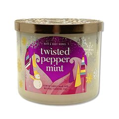 Bath & Body Works Twisted Peppermint 3-Wick Candle fills room with festive peppermint scent