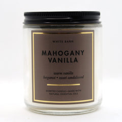Bath and Body Works White Barn 1-Wick Candle with essential oils in Mahogany Vanilla for a warm atmosphere