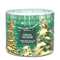 Bath & Body Works White Barn 3-Wick Fresh Balsam candle for a warm, inviting living room scent