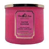 Bath and Body Works White Barn 3-Wick Candle front view highlights essential oils for a bright ambiance