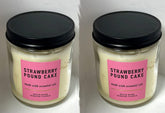 Bath and Body Works White Barn Strawberry Pound Cake tin candle for cozy evenings.