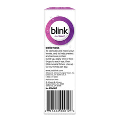 Blink N Clean droplet application for gentle lubrication on contact lenses.