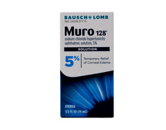 Bausch + Lomb Muro 128 bottle pour for easy eye application.