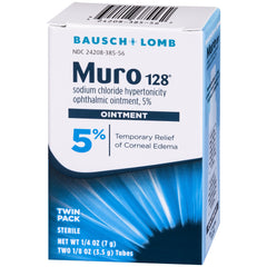 Muro 128 ointment being applied for temporary corneal relief.
