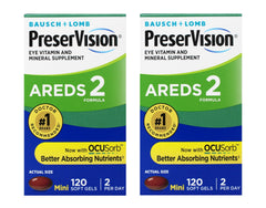 Bausch + Lomb PreserVision AREDS 2 pack of 2 bottle closeup for daily use