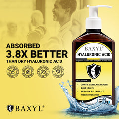 BAXYL liquid hyaluronic acid being poured for easy dosing.