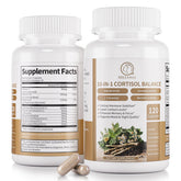 BBEEAAUU cortisol bottle front showing 120 capsules for daily support.