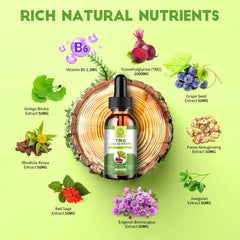 BBEEAAUU TMG liquid drops amber bottle close-up — natural, non-GMO formula for daily wellness.
