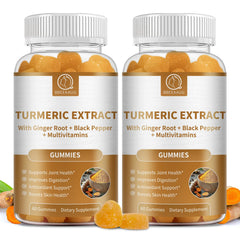 BBEEAAUU turmeric curcumin raspberry gummies bottle for joint and digestion support.