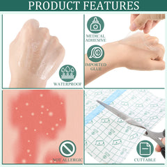 BBTO parche adhesivo transparente de 8 pulgadas, protección para fricción durante actividades.