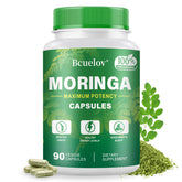 Bcuelov Moringa capsules bottle front view highlighting daily vitality and purity