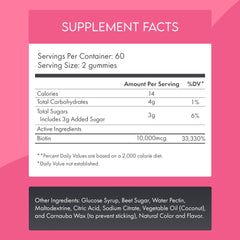 Be Happy Be You Biotin Gummies vegan gluten-free label highlights plant-based formula.