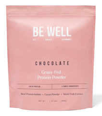 Be Well by Kelly chocolate beef protein powder jar with 24g protein per serving
