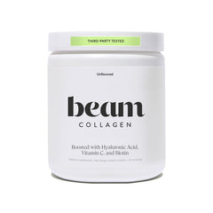 Beam Collagen Powder bottle supports daily beauty for skin, hair, and nails.
