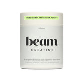 Beam Creatine Powder unflavored bottle demonstrates clean design for daily workouts.