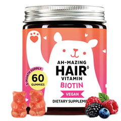 Bears with Benefits Biotin Gummies bottle front showing high potency formula for hair and nails