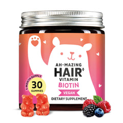 Bears with Benefits Biotin Gummies bottle on display for daily beauty support