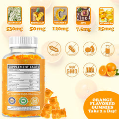 Beary Fine Quercetin Gummies bottle side view for easy daily support