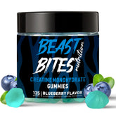 BEAST BITES Nutrition Creatine Monohydrate Gummies bottle on shelf, convenient pre-workout energy support