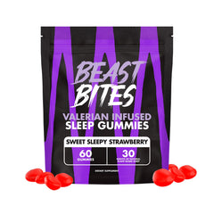 Beast Bites Valerian Sleep Gummies bottle showing nighttime calm