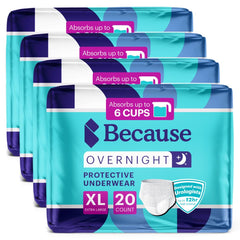 Because Overnight Absorbency core visible in the waistband for secure nighttime protection.