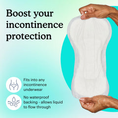 Because Overnight Booster Pads with a flow-through design direct liquid into the underwear.
