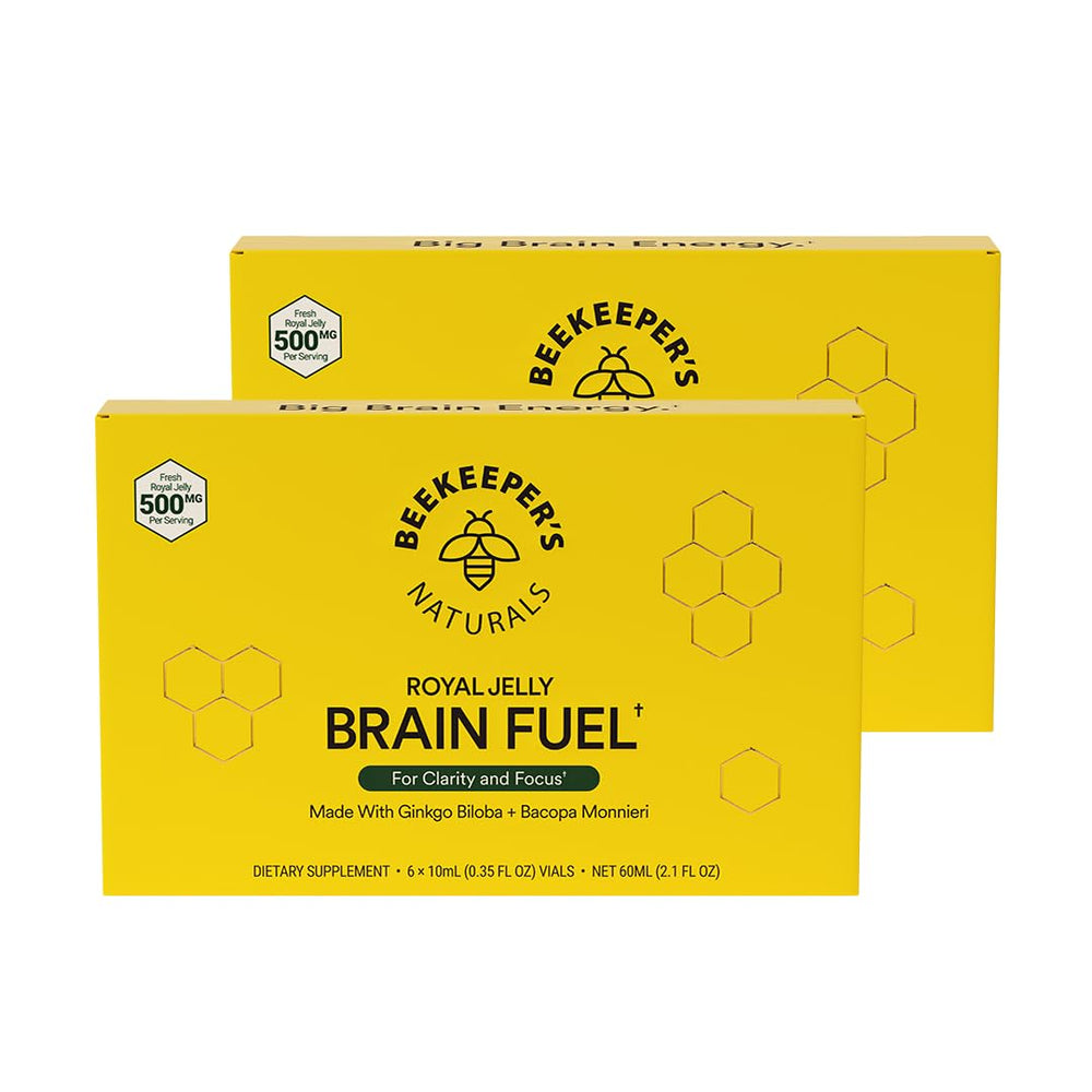 Beekeeper's Naturals B.LXR Brain Fuel bottle front view highlighting a caffeine-free focus support formula.