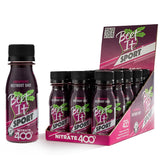 BEET IT Sport Pro-Elite Shot bottle label highlights 400 mg nitrates for natural stamina.