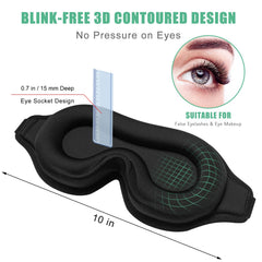 BeeVines 3D eye mask featuring nose-bridge design to prevent light leakage.