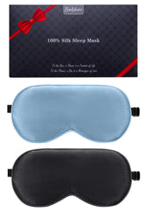 BeeVines mulberry silk eye-mask in black pack offers full blackout and soft comfort.