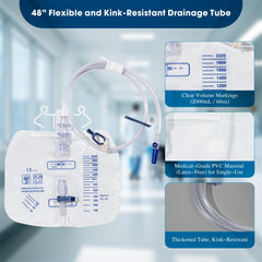 BeHerk catheter bag with 48 inch thickened drainage tube for kink resistance