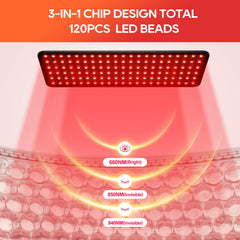 Beichen red light therapy panel side view showing adjustable positioning for target areas.