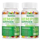 BEIMIC Naturals Fruit Hemp Gummies bottle front showing high-strength hemp for daily calm