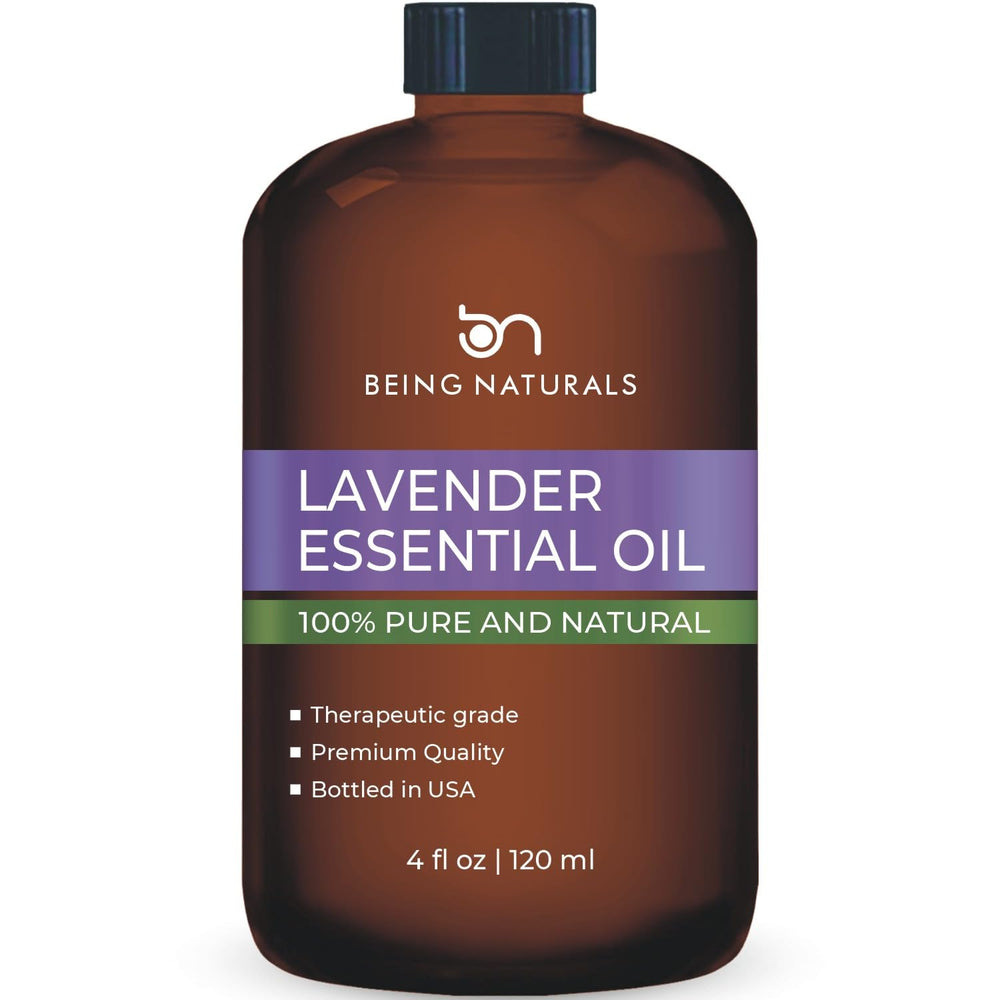 Being Naturals lavender oil 4oz bottle with dropper for precise dosing.