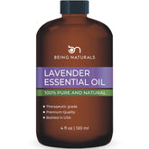 Being Naturals lavender oil 4oz bottle with dropper for precise dosing.