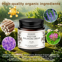 BelleHaven Wild Yam Cream bottle image highlights easy daily application.