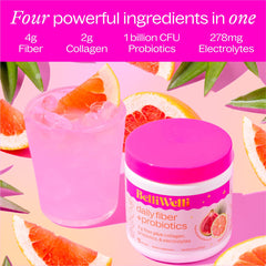 Belli Welli collagen, electrolytes and probiotics blend highlights added support.